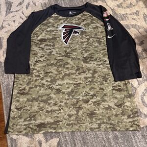 Atlanta Falcons NFL Salute Troops Camo Dri-Fit 3/4 Sleeve Shirt Athletic Cut XXL